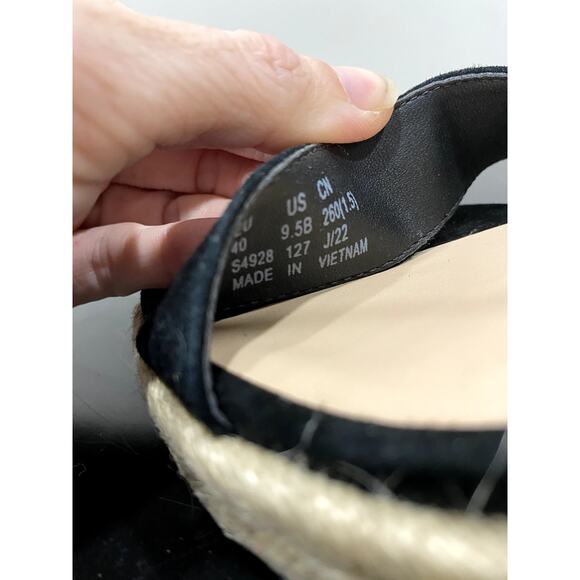 NEW Stuart Weitzman Teddi Espadrille Black Suede Wedge Heel Sandal - Picture 5 of 7